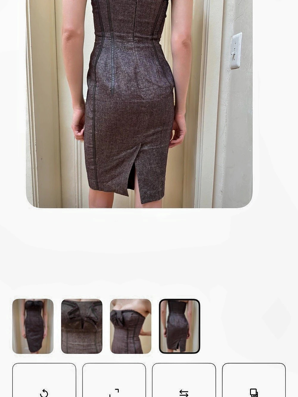 Strapless Corset Midi Dress in Brown Like New - Picture 2 of 4